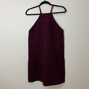 Toni Burgundy Halter Dress